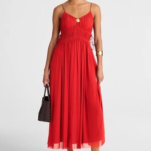 Madewell Gathered V-Neck Midi Dress